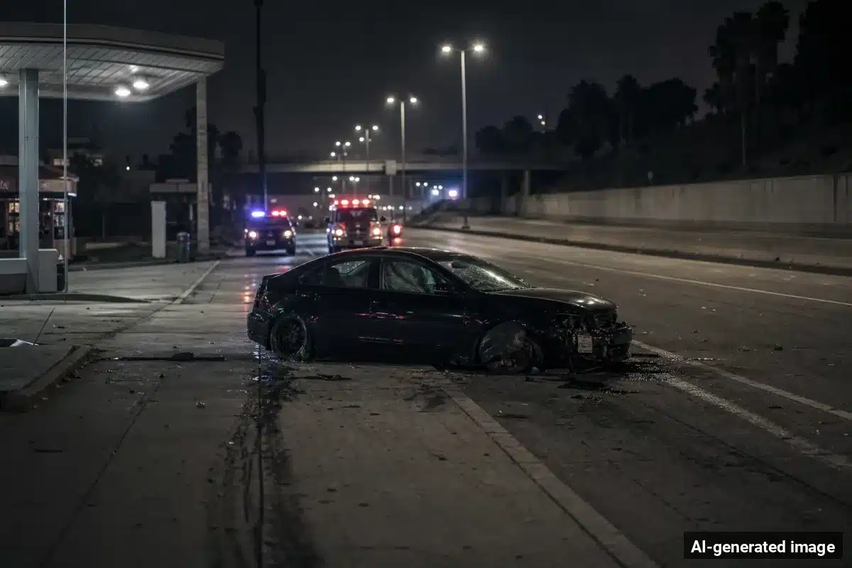 AI-generated image – Elderly Pedestrian Killed in San Francisco Mission Street Hit-and-Run AI-generated image depicting the aftermath of the reported collision. Editorial scene illustration; not the actual incident.