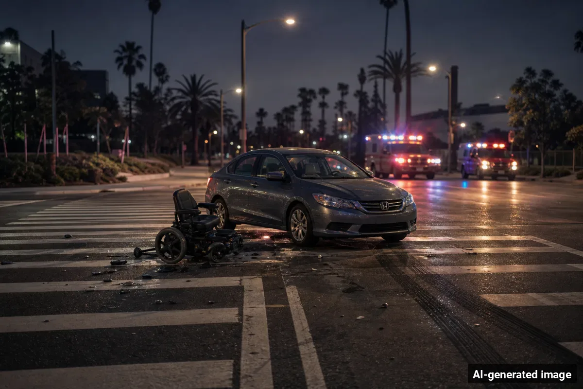AI-generated image depicting the aftermath of the reported collision. Editorial scene illustration; not the actual incident.