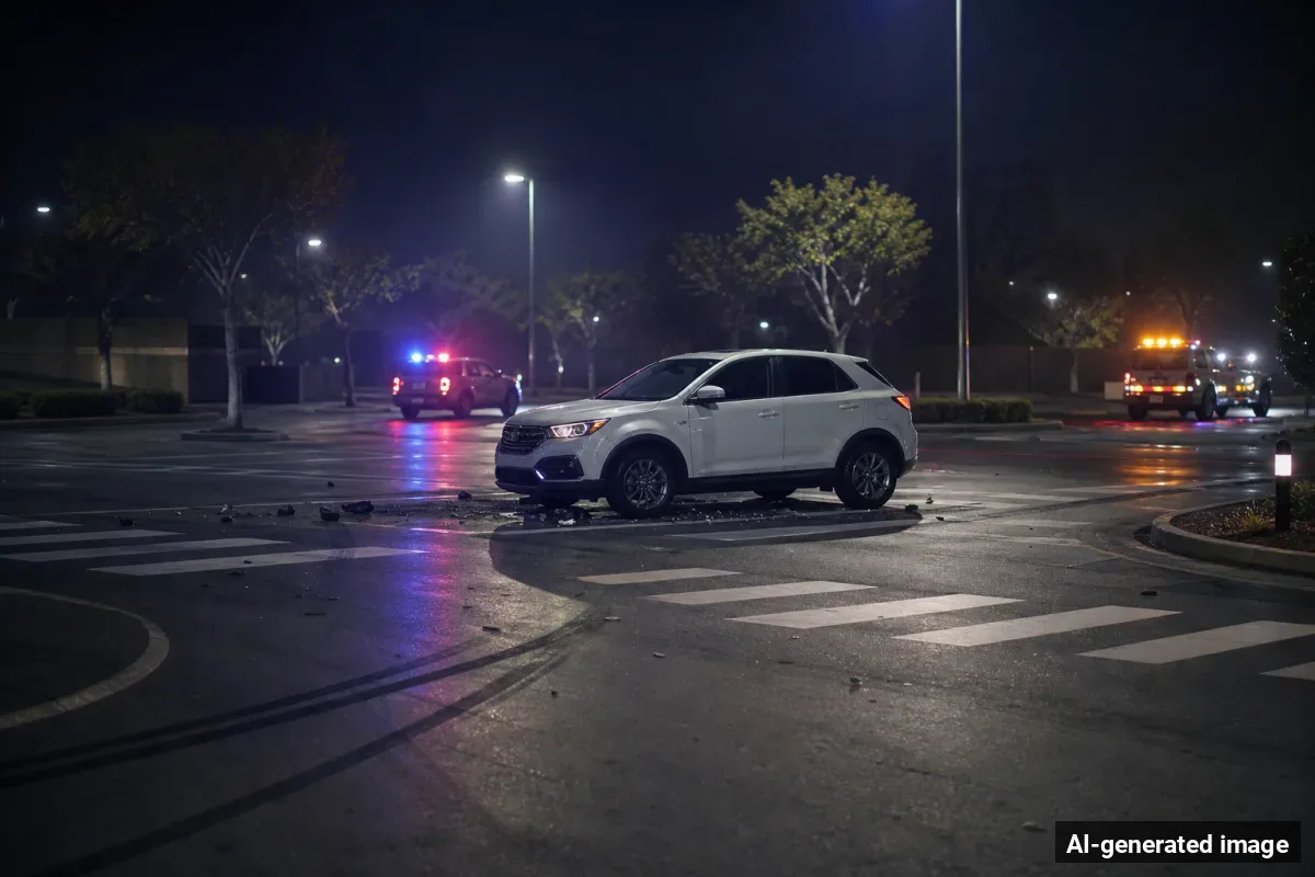 AI-generated image – Pedestrian Hurt in Santa Clarita Walmart Parking Lot Crash AI-generated image depicting the aftermath of the reported collision. Editorial scene illustration; not the actual incident.